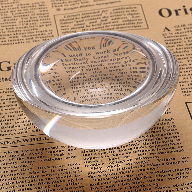 OwnMy 4" Crystal Glass Magnifier, Glide Paperweight Magnifying Glass Dome, Crystal Half Ball Sphere Lens for Photography/Decoration, Reading Aid - Image 3